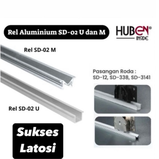 SET Rel dan Roda Pintu Lemari Sliding Rel SD-02 U dan M HUBEN