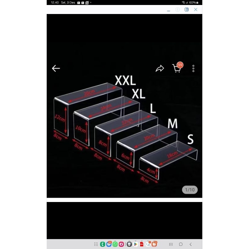 

stand akrilik ukuran hanya M bahan 3mm