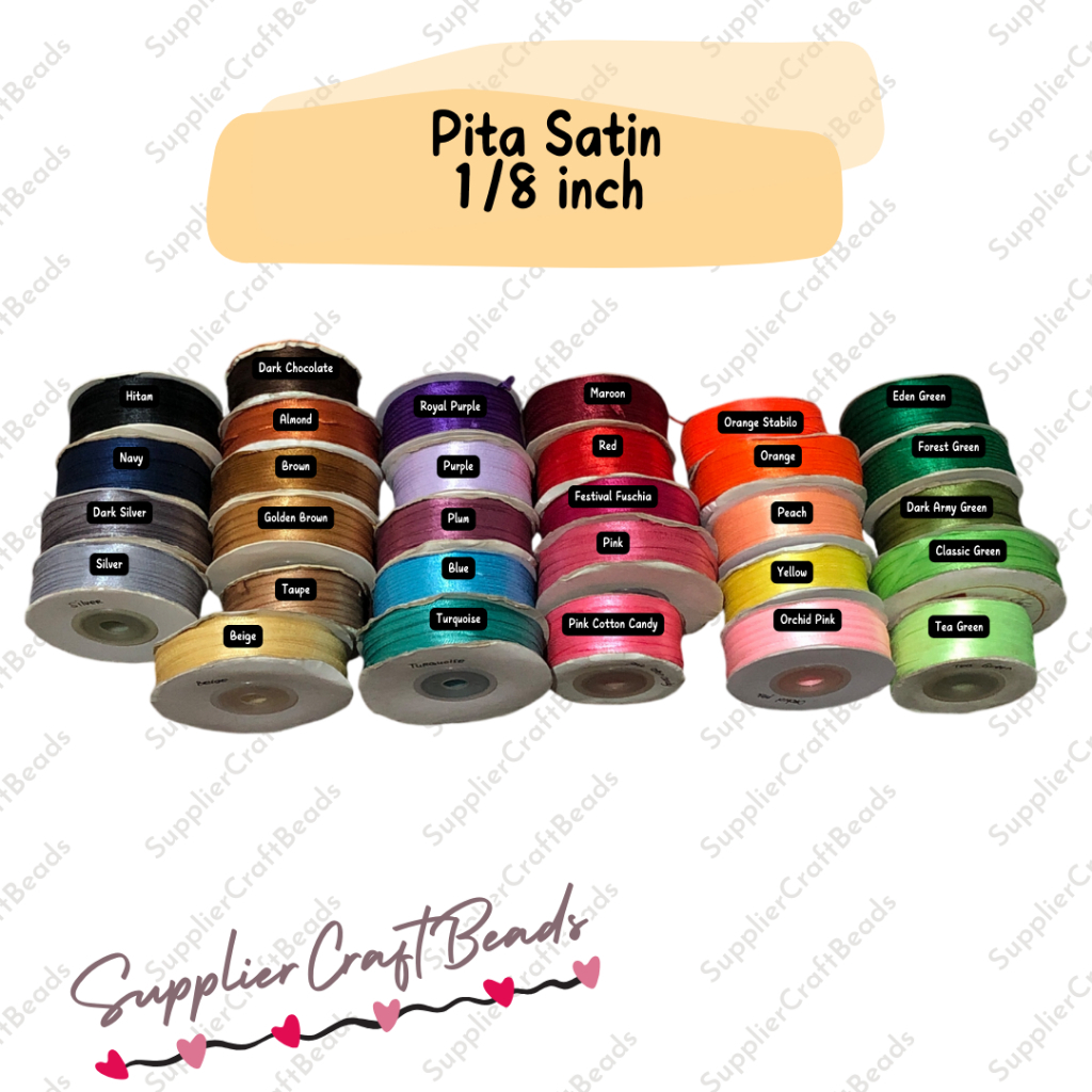

(Roll) Pita Satin Taiwan 1/8" ( 0,3 cm ) / 1 roll = 80 Yard PITA SATIN 3mm 1/8 inch Pita Hampers Pita Dekorasi Pita Bouquet Craft 3mm