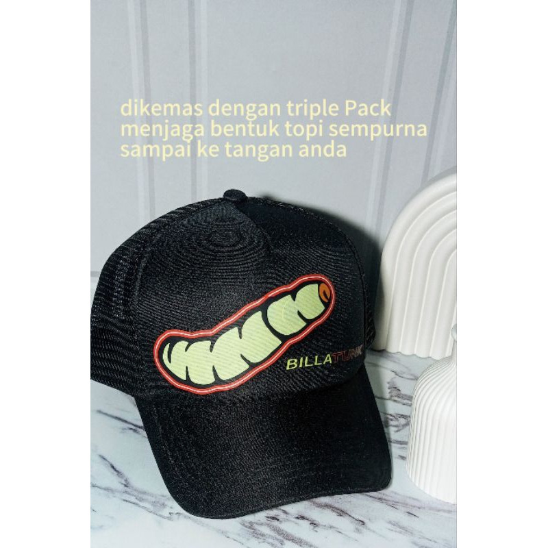 topi jaring billatunk kuning  hitam