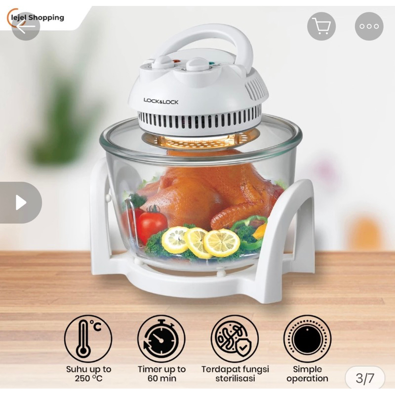 Lock n Lock Halogen Oven 7 Liter 800W Type LOS066 10in1 cooking solution