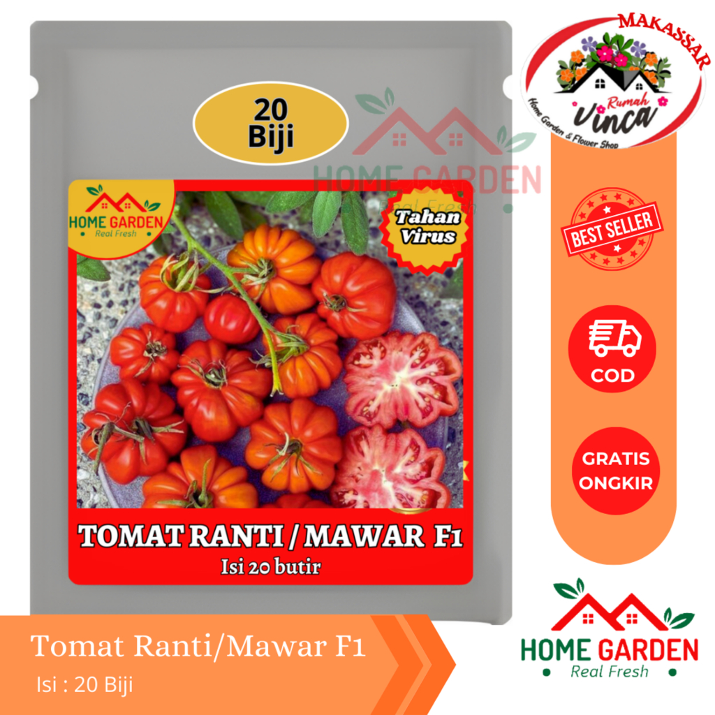 Benih Bibit Tomat Mawar Tomat Ranti Tomat Sambal Tahan Virus F1 20 Biji
