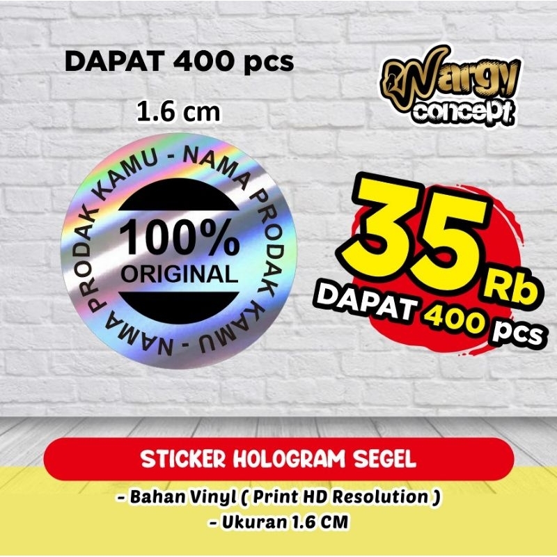 Stiker sticker Hologram , segel, original, silver mengkilap