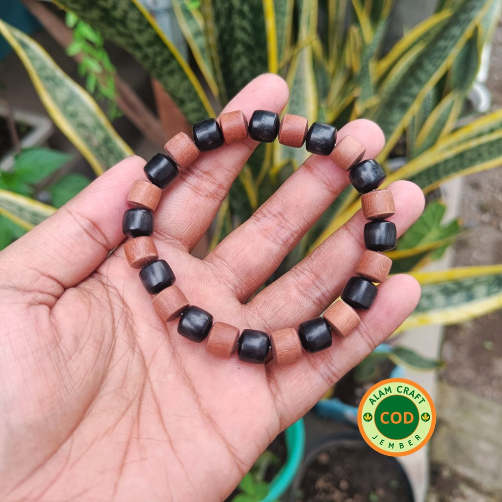 Gelang Kayu Stigi Kayu Kelor Hitam Tabung