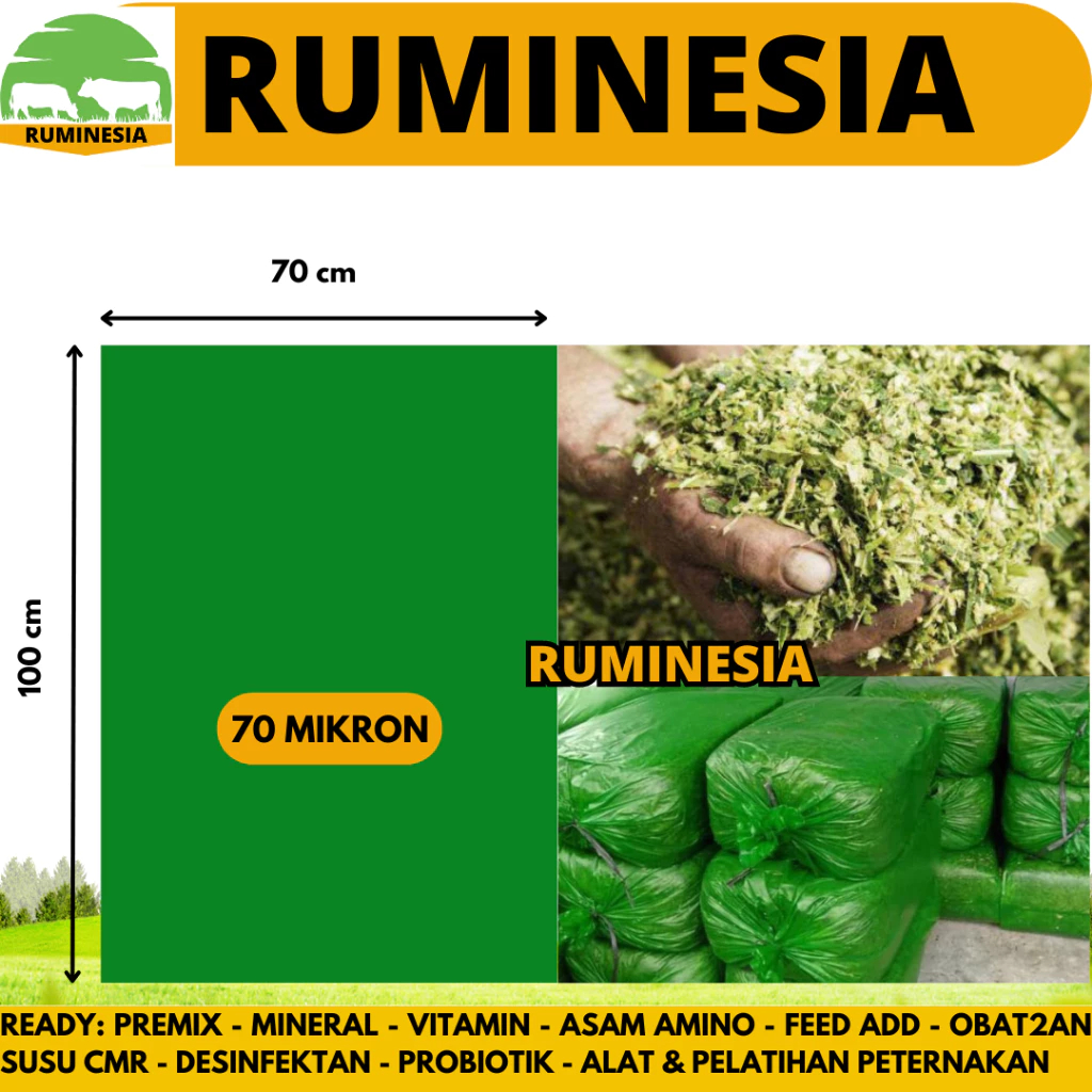 PLASTIK SILASE 70 MIKRON 1 KG (12 LEMBAR) - Plastik Kantong Silase Fermentasi Pakan Ternak Sapi