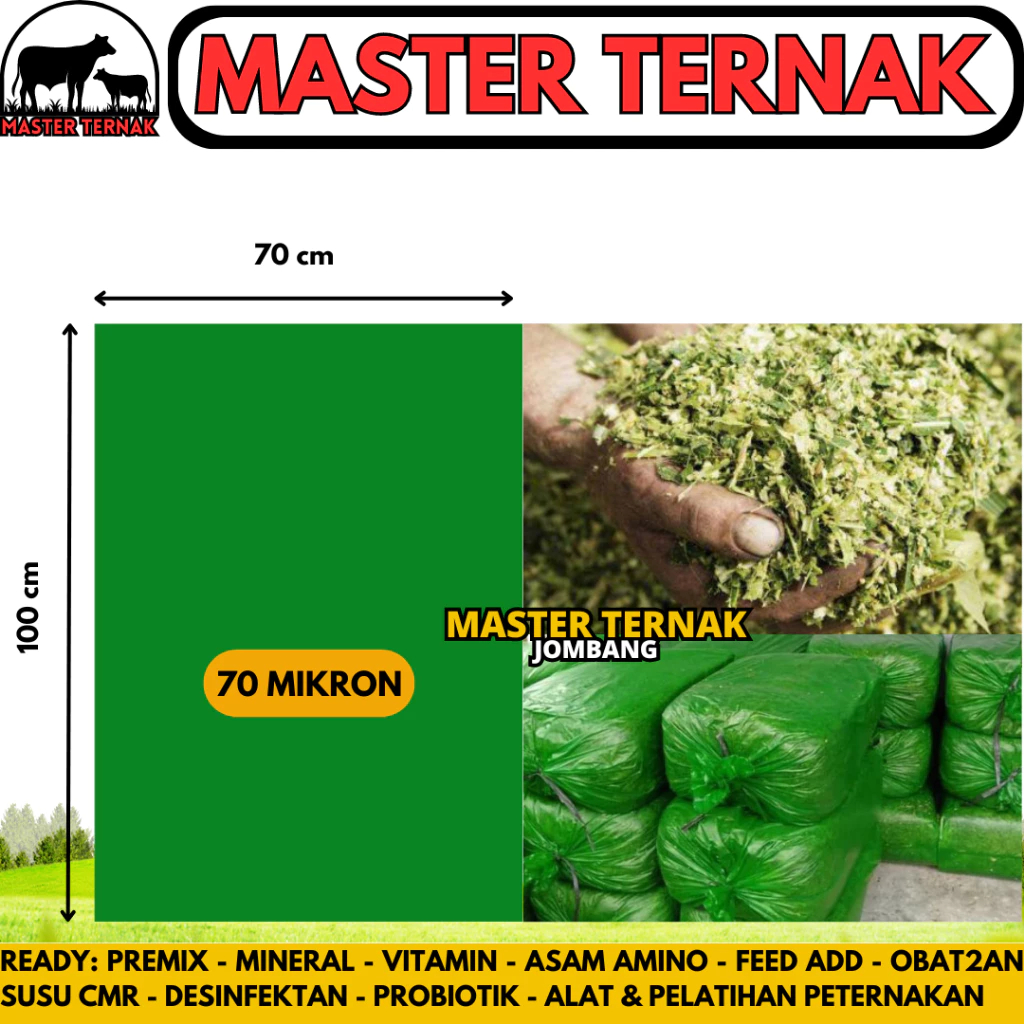 PLASTIK SILASE 70 MIKRON 1 KG (12 LEMBAR) - Plastik Kantong Silase Fermentasi Pakan Ternak Sapi