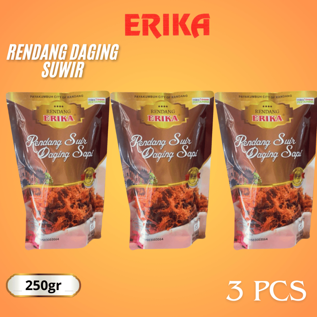 

ERIKA - 3 Pcs Rendang Daging Sapi Suwir 200gr Khas Minang