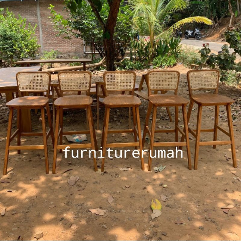 kursi bar kayu jati, kursi bar cafe kayu jati minimalis, kursi minibar kayu jati minimalis