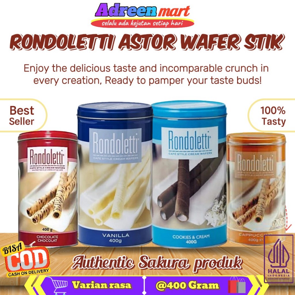 

RONDOLETTI ASTOR WAFER STICK KALENG VARIAN RASA- 400 gram