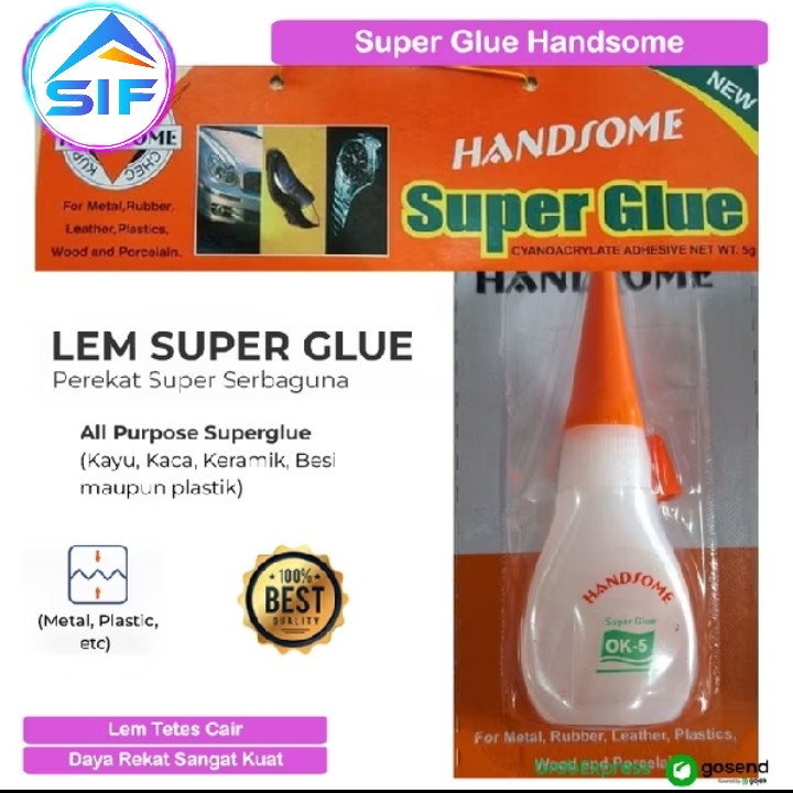 

Lem Super Glue Handsome 5 gr Lem Power Glue Besi Stainless Sepatu Plastik Lem Tetes Cair Kuat Serbaguna Lem Korea Instant Glue Cepat Kering