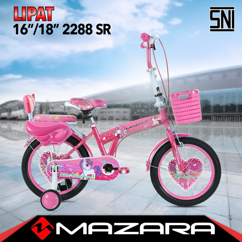 SEPEDA LIPAT ANAK MAZARA 2288 SR DILENGKAPI KERANJANG 16 inch 18 inch