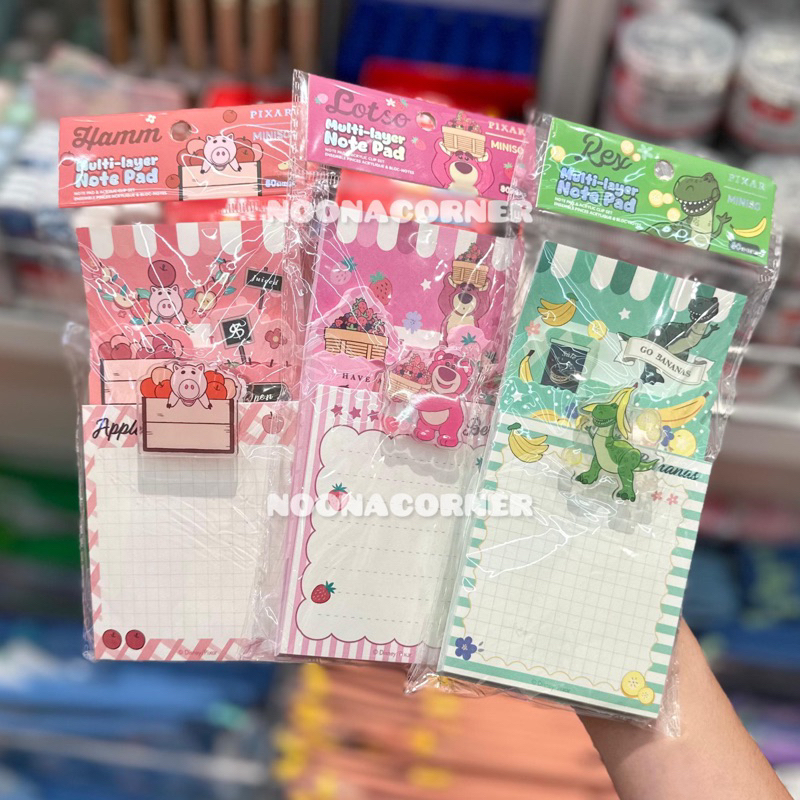 

Miniso x Disney ‼️ Multi Layer Note Pad + Akrilik Clip Disney Pixar (Lotso / Rexx / Red Panda / Sheep)