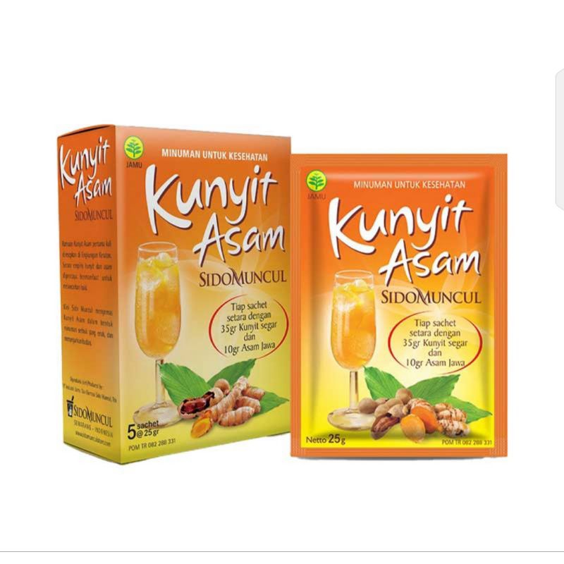 

Kunyit Asam Sido Muncul Minuman Kesehatan Melancarkan Haid Sachet 5 x 25gr