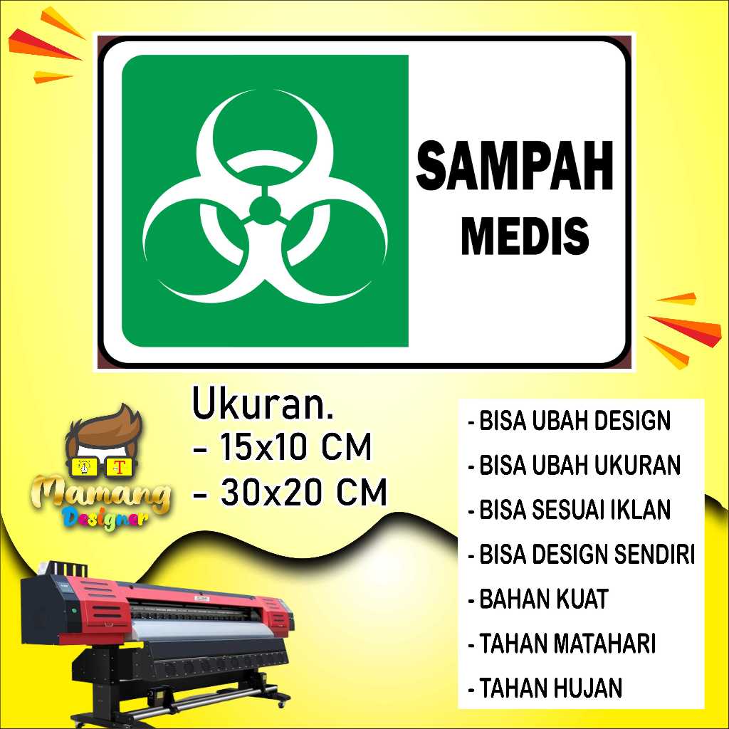 

Stiker Tempelan Sampah Medis Bahan Kuat Hijau
