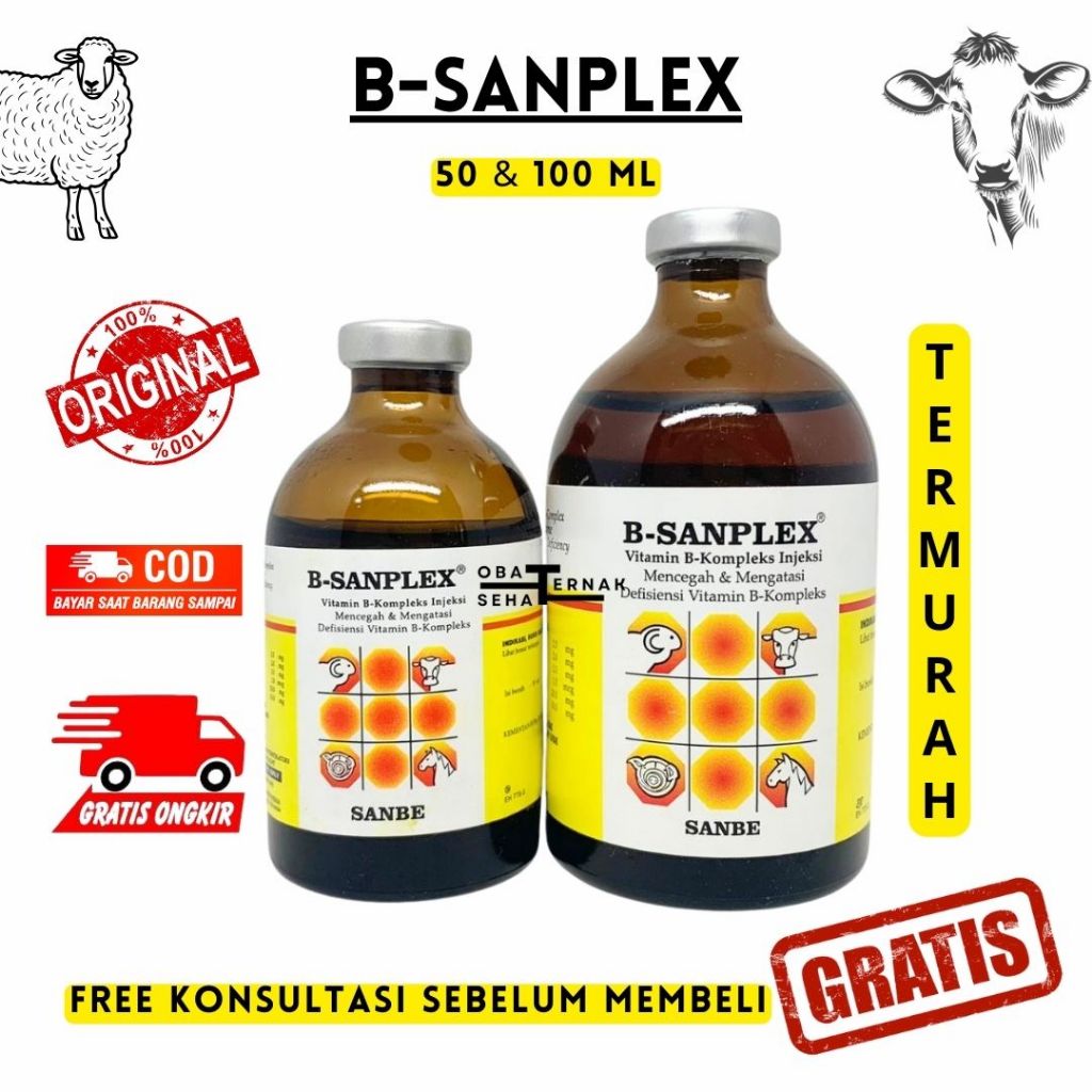 B Sanplex 50 ml dan B Sanplex 100 ml - Vitamin B komplek Hewan SANBE