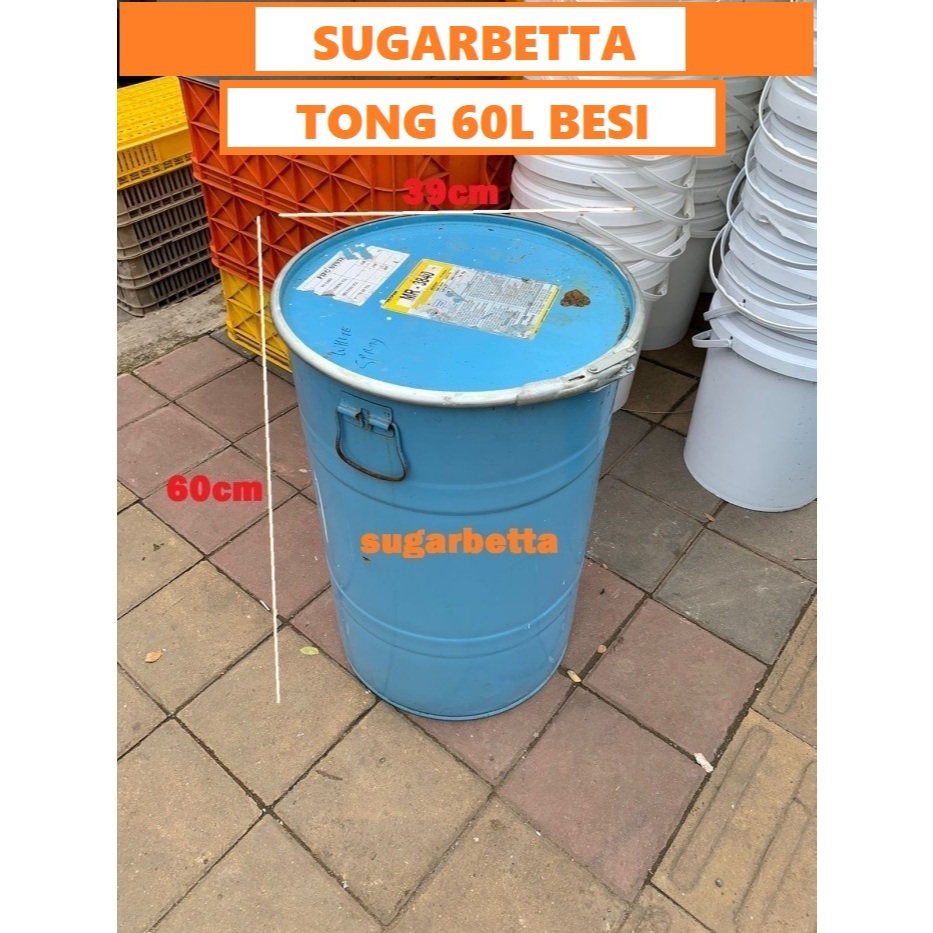 Drum kaleng / Tong sampah besi / drum besi bekas 60 liter serbaguna