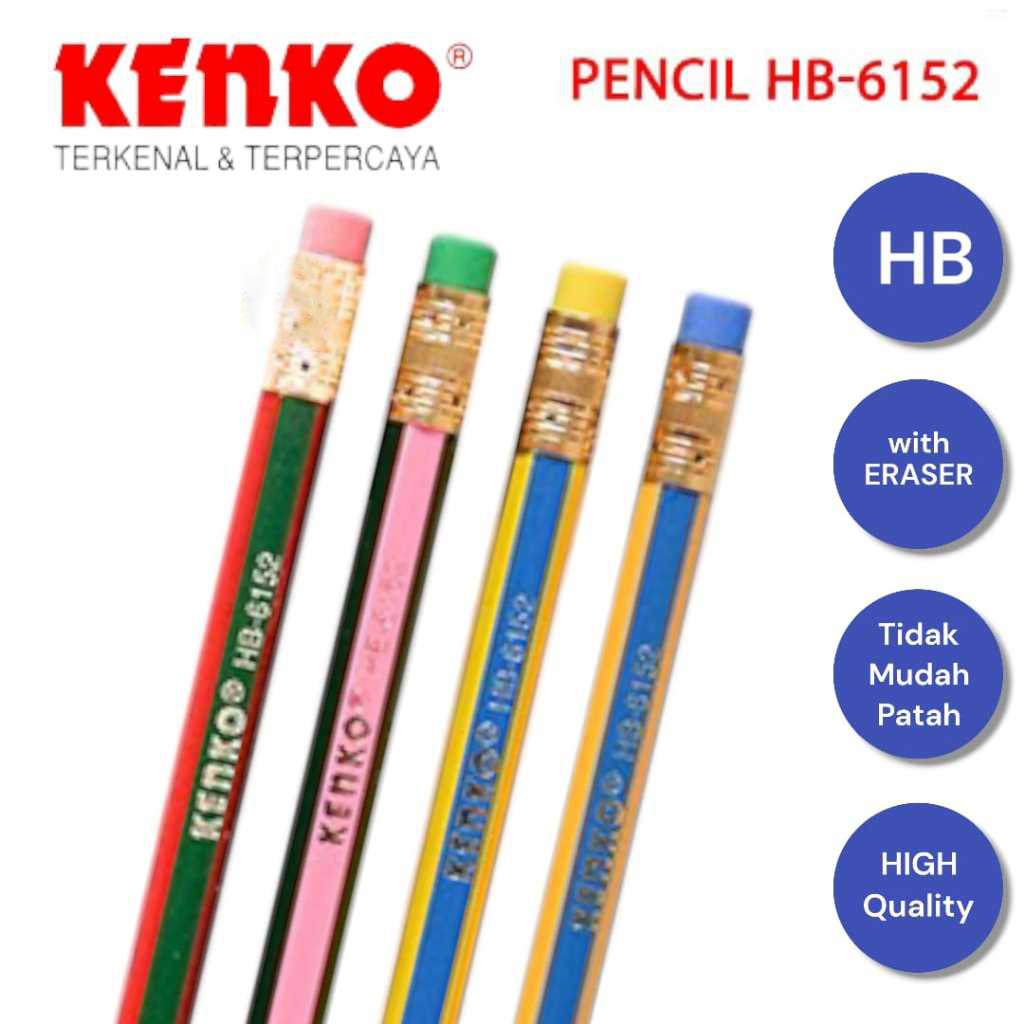 

pensil HB kenko perpack 12pcs / pensil ada penghapusnya