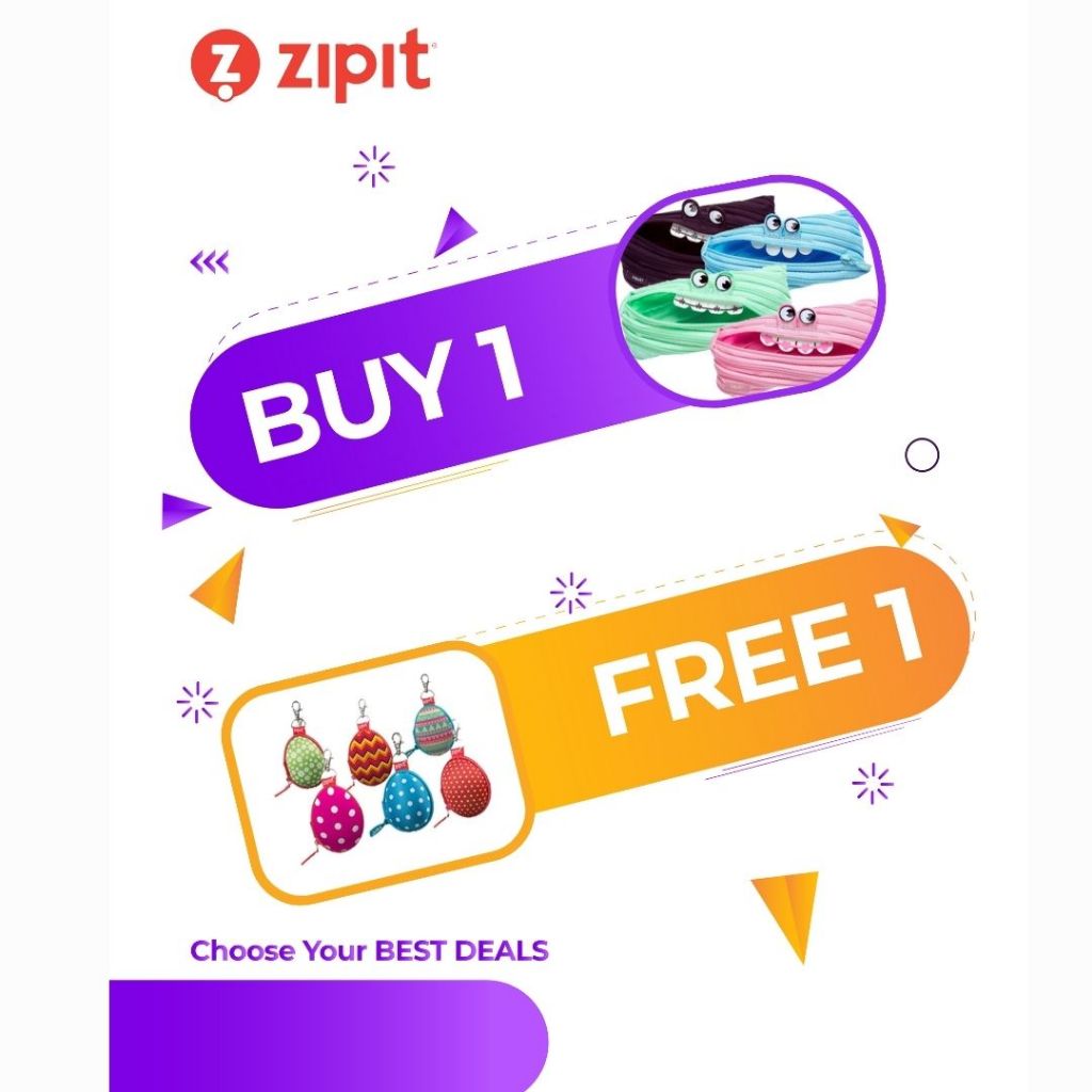 

[B1G1] Zipit Gorge Monster Pouch - Pink + Zipit Easter Egg Keychain