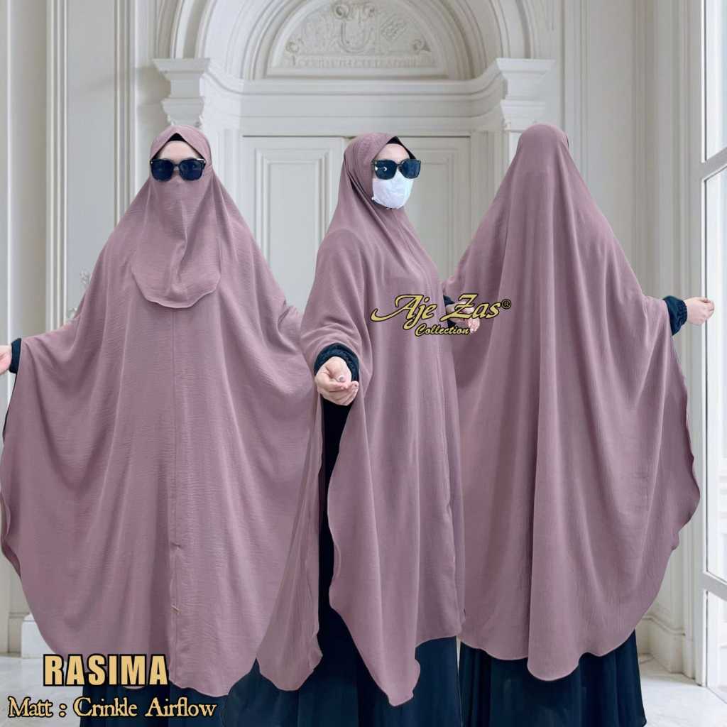 AJE ZAS - Hijab Khimar Daily Jumbo Soft Ped Antem Syari RASIMA Pet Antem Matt Crinkle Airflow