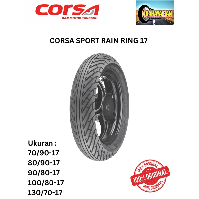 BAN LUAR TUBELESS CORSA SPORT RAIN 70/90-17 80/90-17 90/80-17 100/80-17 RING 17 SUPRA REVO SONIC KHA