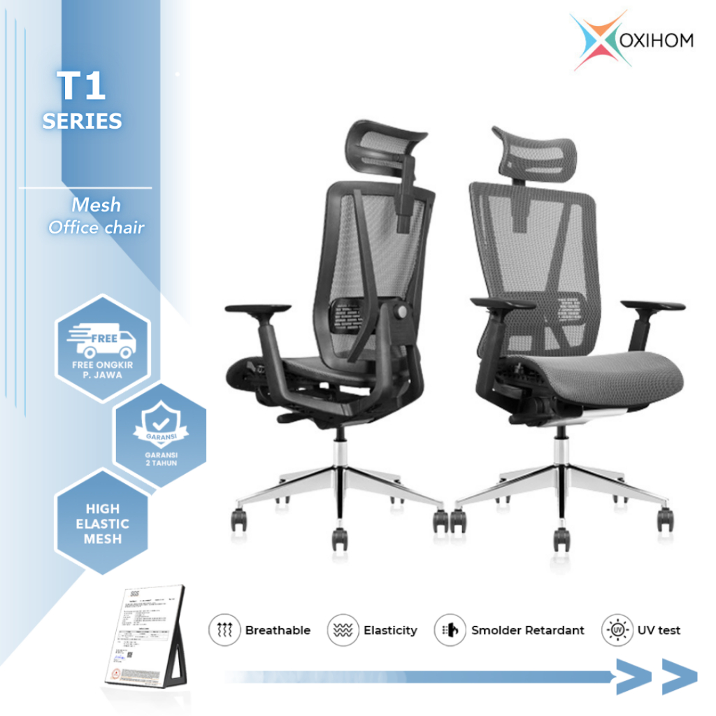 Oxihom T1 Full Mesh Kursi Kantor Kursi Gaming Belajar Jaring Hidrolik