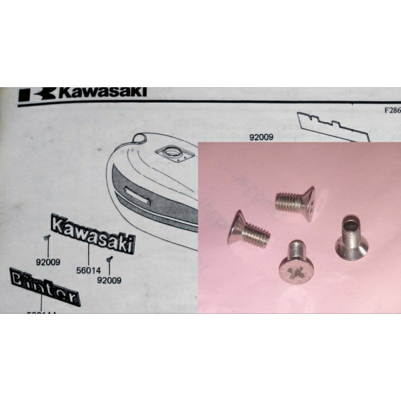 4 pcs Baut Sekrup Stainless EmblemTangki KAWASAKI G7 Binter KH100 GTO Binter Merzy CDI Platina