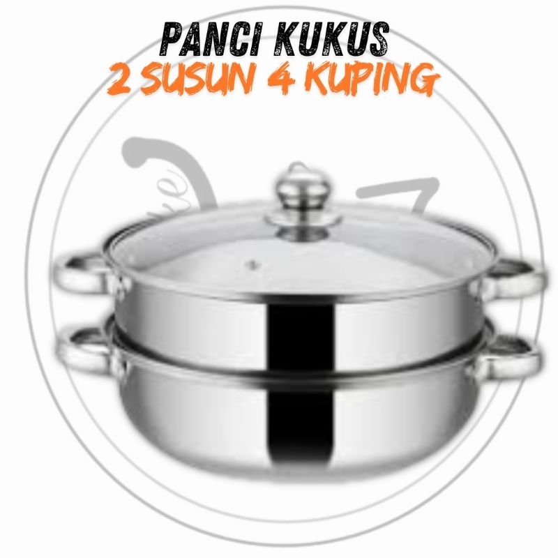 DESS [PANCI KUKUS 2 SUSUN] STEAMER STEINLESS TUTUP KACA PANCI SOMAY SIOMAY PANCI 2 SUSUN TUTUP KACA