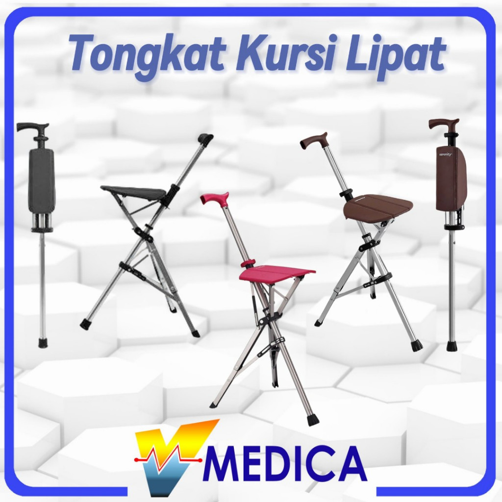 Premium Tongkat Kursi Lipat Serenity PP-501 Aluminium 2 Fungsi / Tongkat Jalan dan Duduk / Kursi Sho