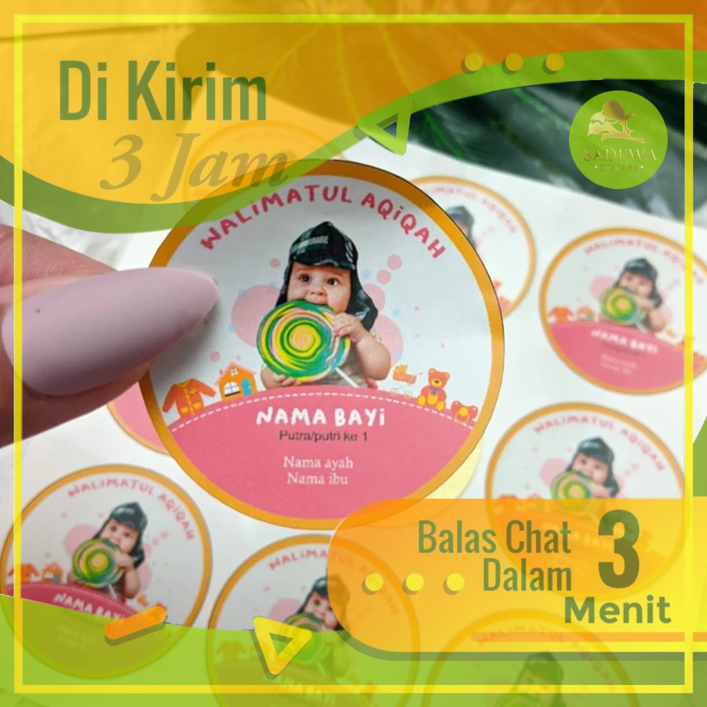 

2-4 Sticker Aqiqah Tasyakuran Bayi Stiker Label Bulat Aqikah Syukuran Anak Akikah
