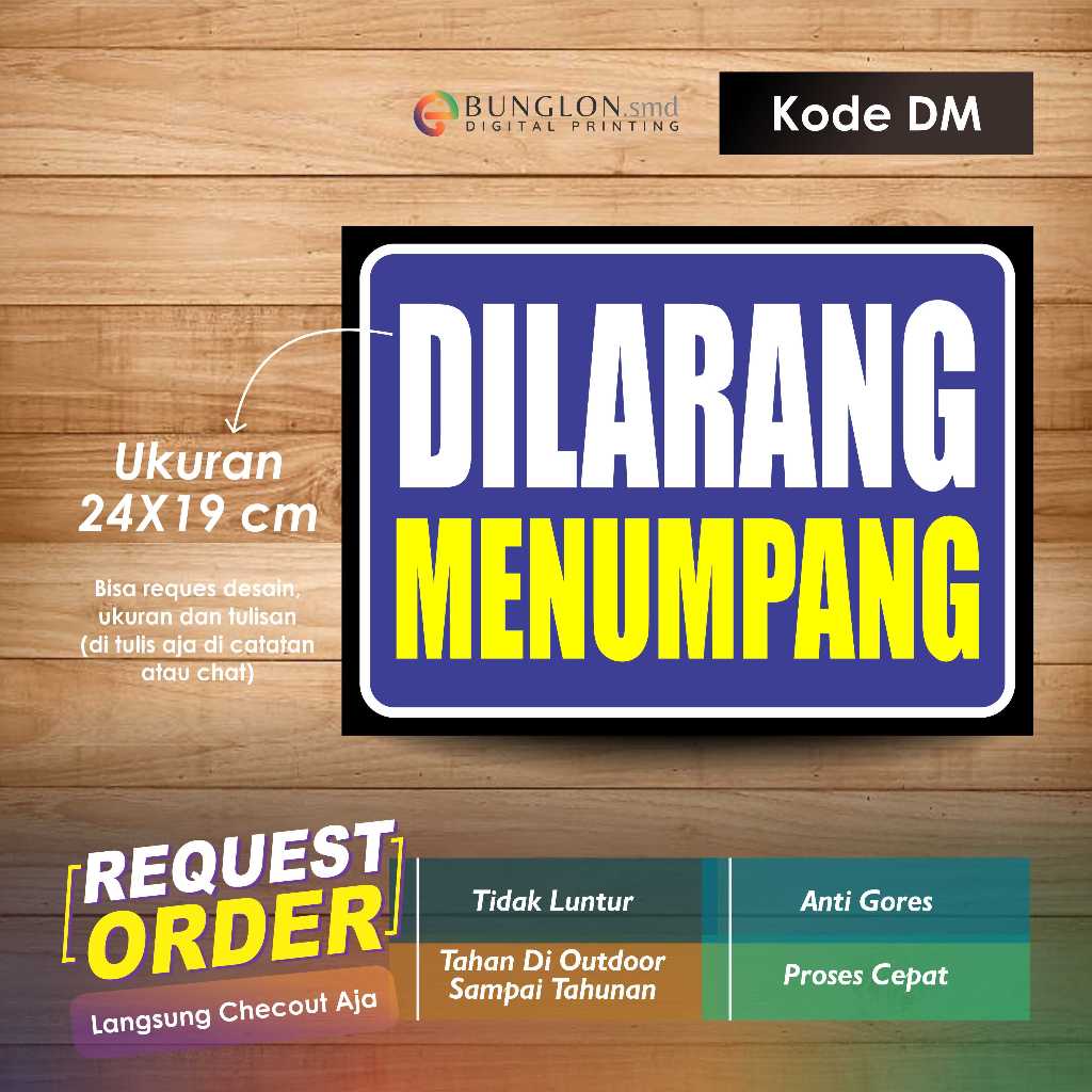 

STIKER DILARANG MENUMPANG + LAMINASI KODE DM BIRU