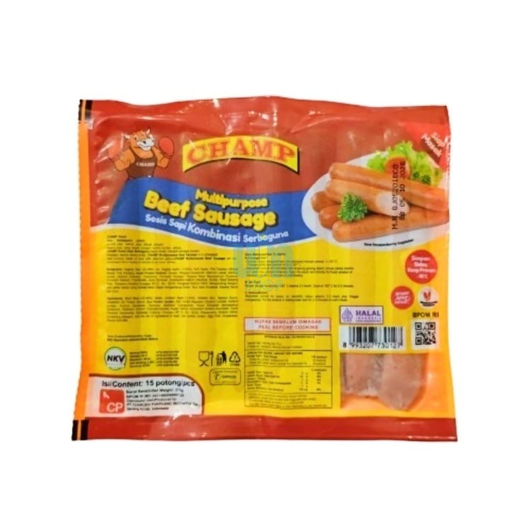 

Champ Sosis Sapi 375 Gram - Sosis Bakar/ Goreng/ BBQ/ Rebus