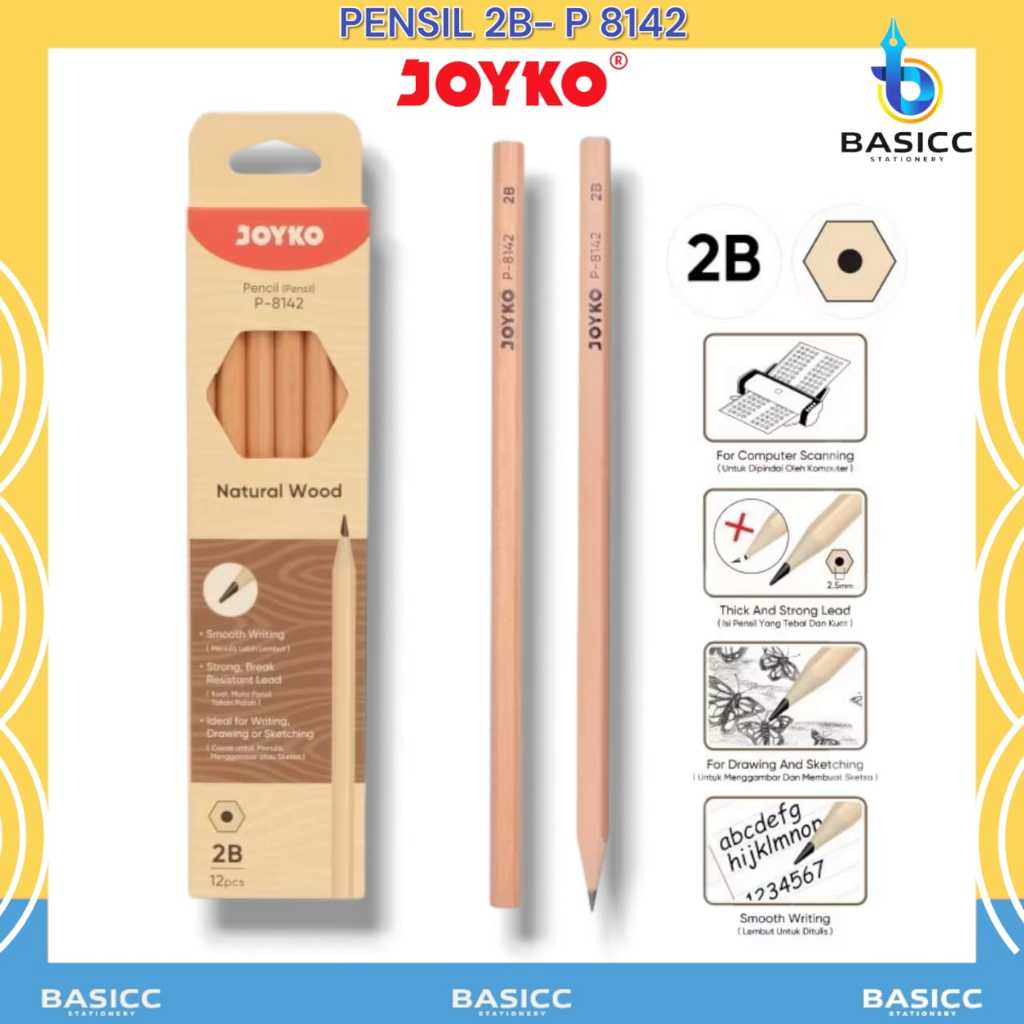 

Joyko Pensil 2B P-8142 Natural Wood | @1Ktk=12Pencil