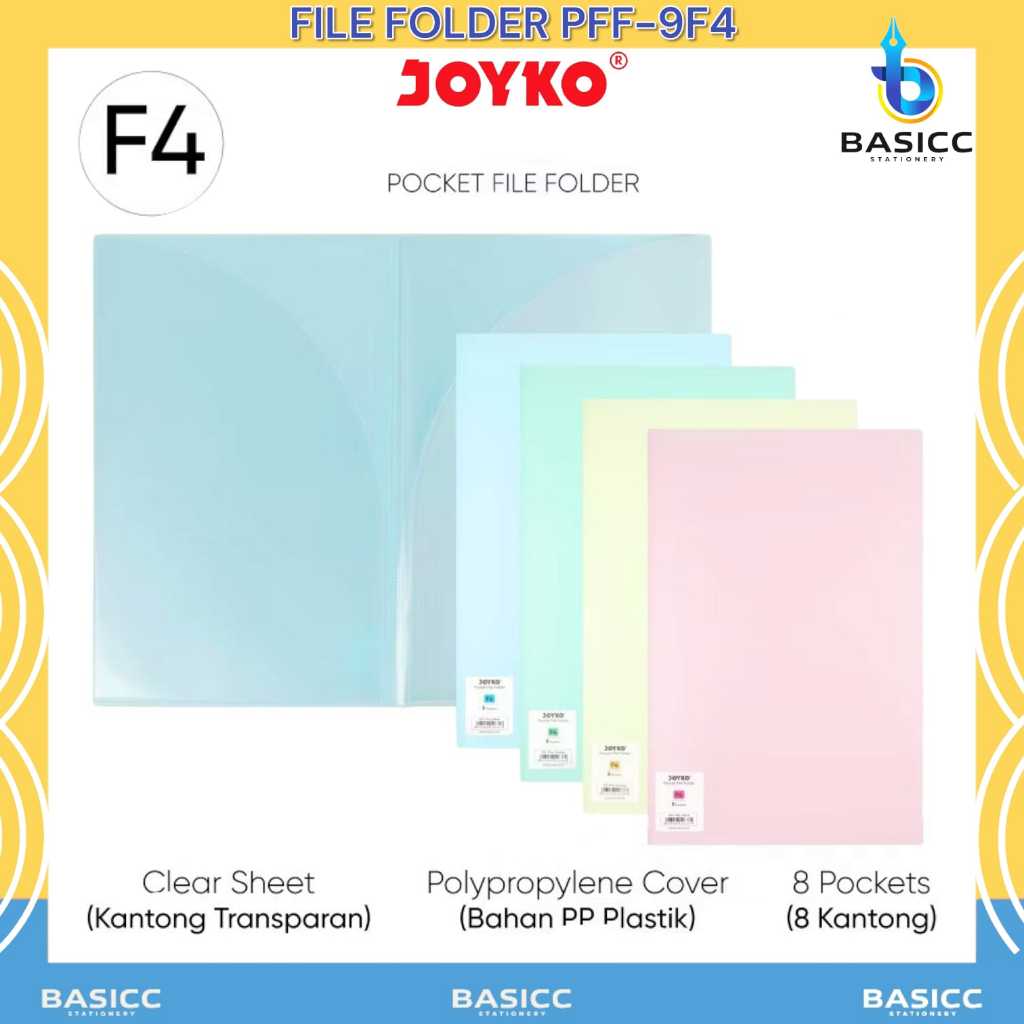 

Joyko Pocket File Folder Map File Saku PFF-9F4 Pastel Color @1Pcs