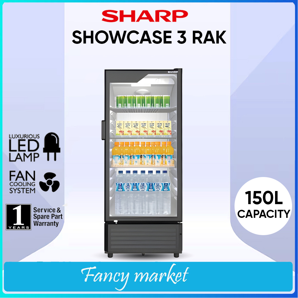 SHOWCASE SHARP SCH 170 FS MESIN PENDINGIN MINUMAN 3 RAK - Kapasitas 150 Liter