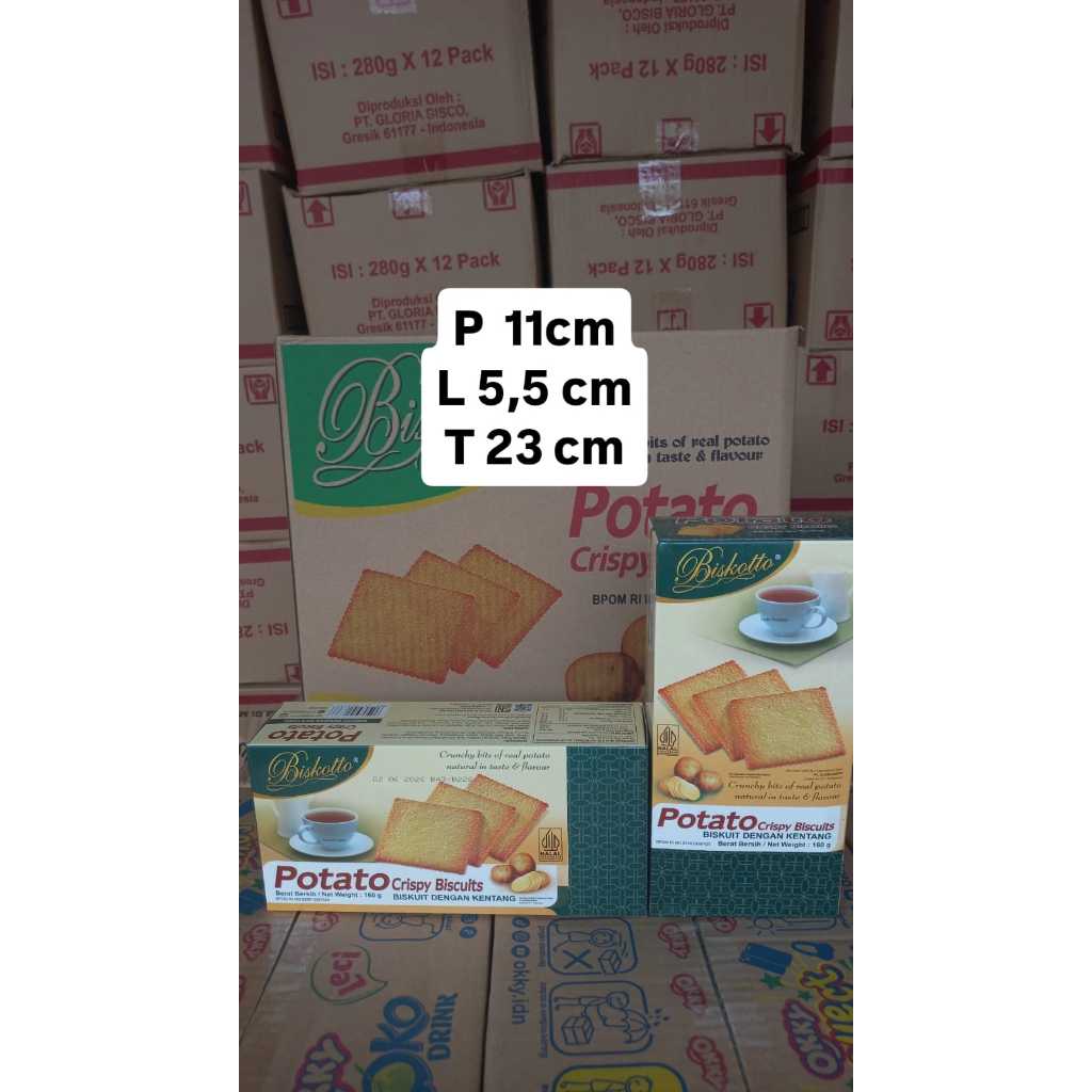 

Biskotto potato 160 gram 1 dus isi 18 pcs