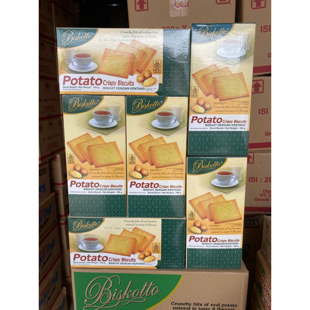 

Biskotto potato 160 gram 1 dus isi 18 pcs