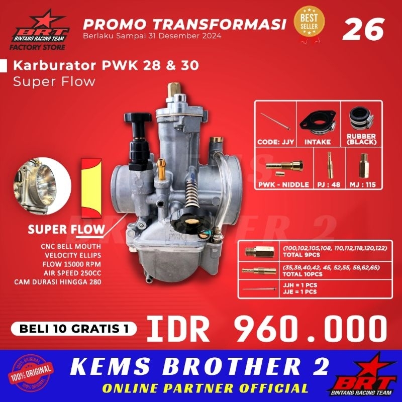 SUPER FLOW BRT KARBURATOR KARBU PWK 28 PWK 30 GEN 2 ORIGINAL