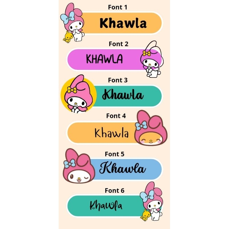 

stiker nama ditempel di pensil, penghapus anak 36 Pcs