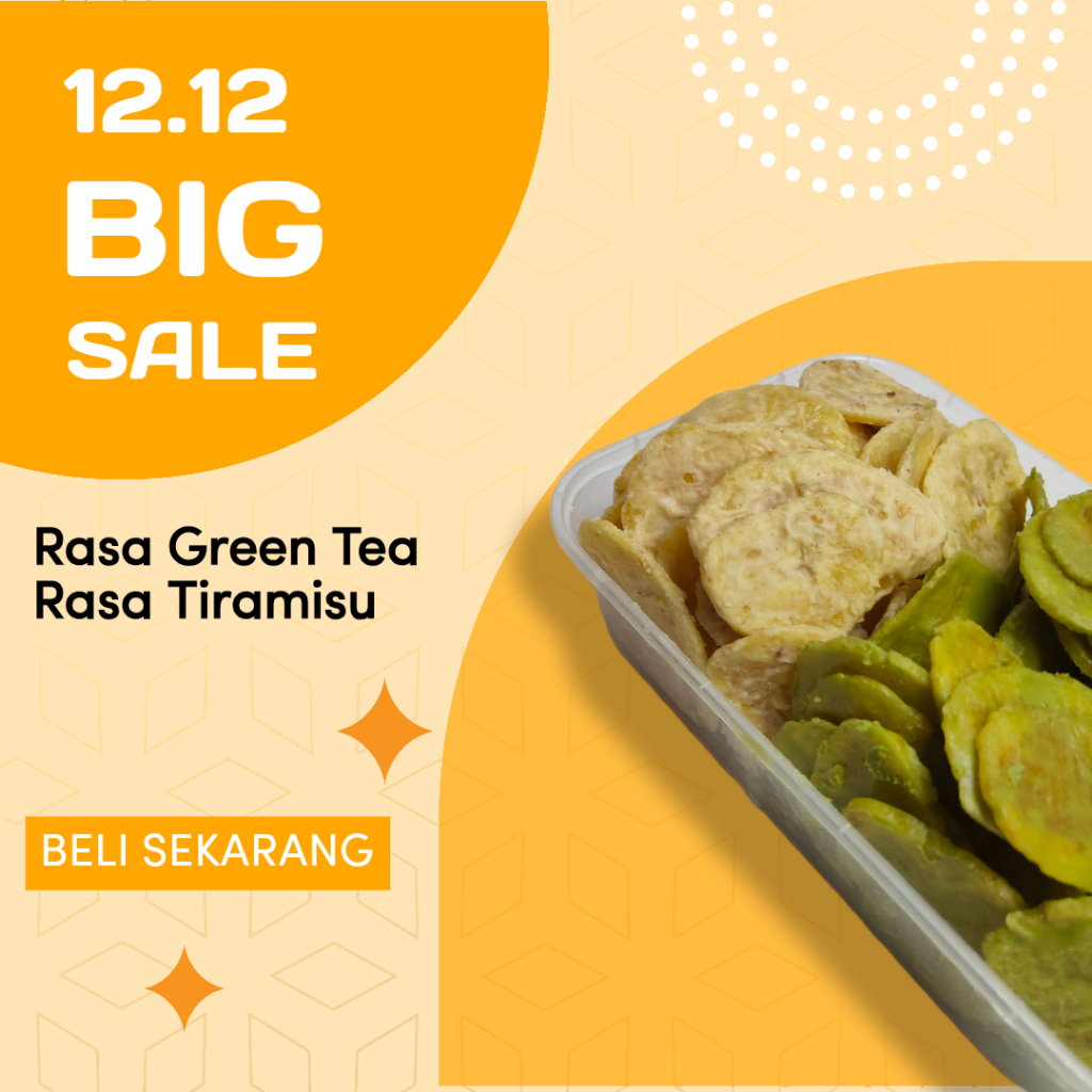 

Cemilan Keripik Pisang, Rasa Mix Green Tea dan Tiramisu, 1 Box isi 500 ML