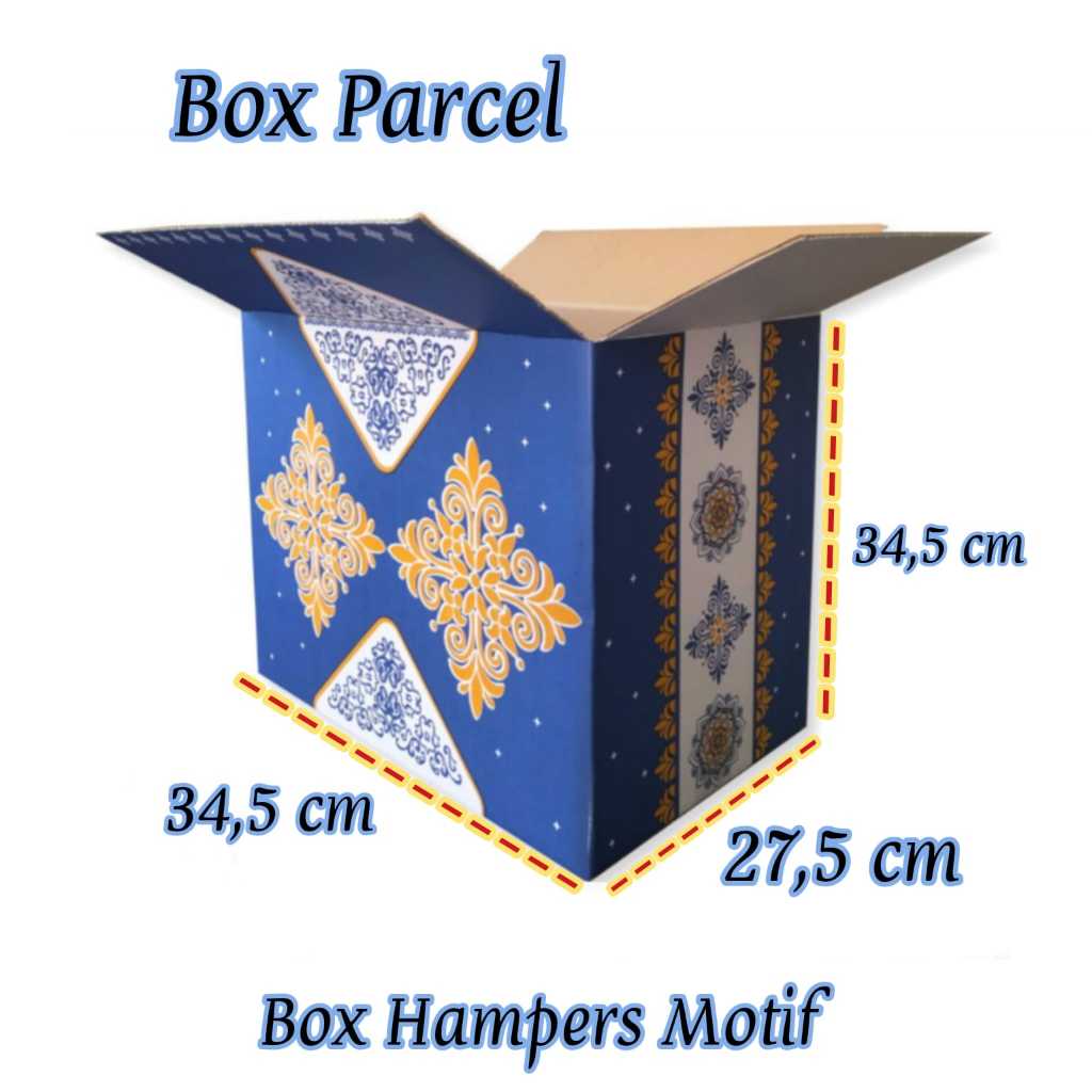 

Box Hampers Motif / Kardus Kotak hadiah uk 42 x 27,5 x 34,5 cm / Box Parcel Motif PER PCS