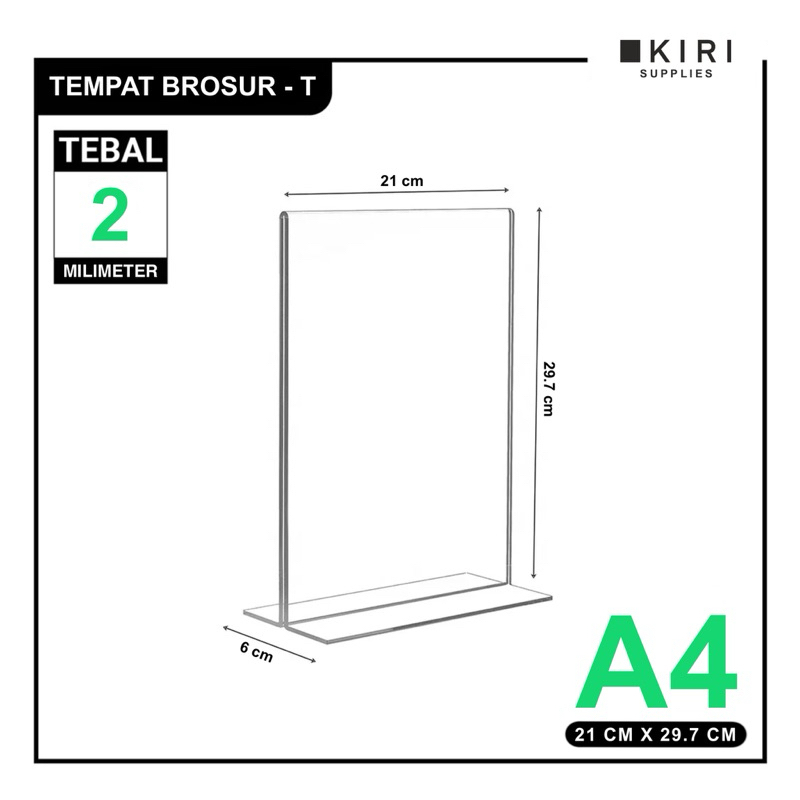 

Tempat Brosur Akrilik A4 model T / Akrilik Tent Card Tent Holder / Acrylic Qris Barcode - Tipe T
