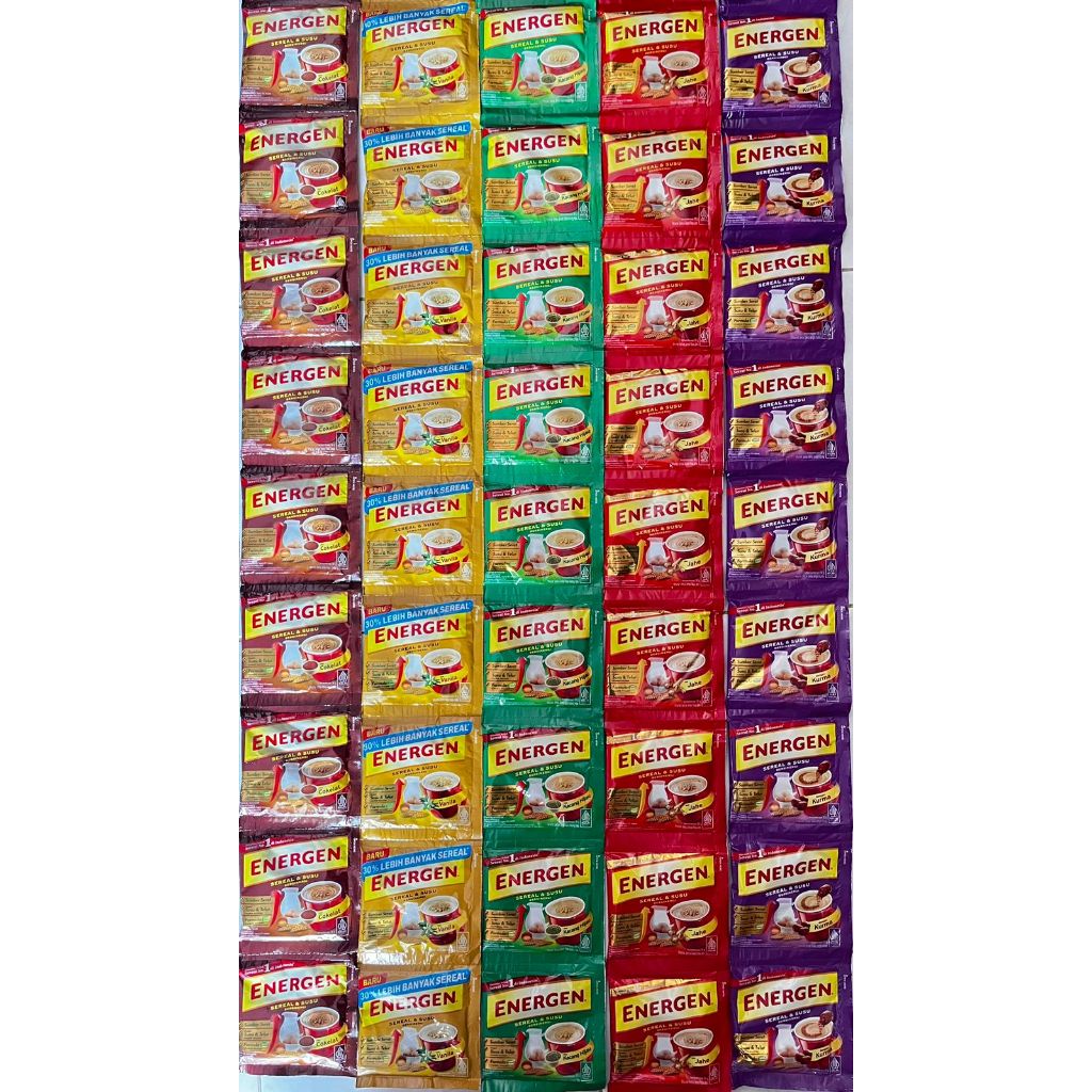 

Energen Coklat, Vanila, Kacang, Jahe ( Harga 1 renteng isi 10 sachet x 34 gr )