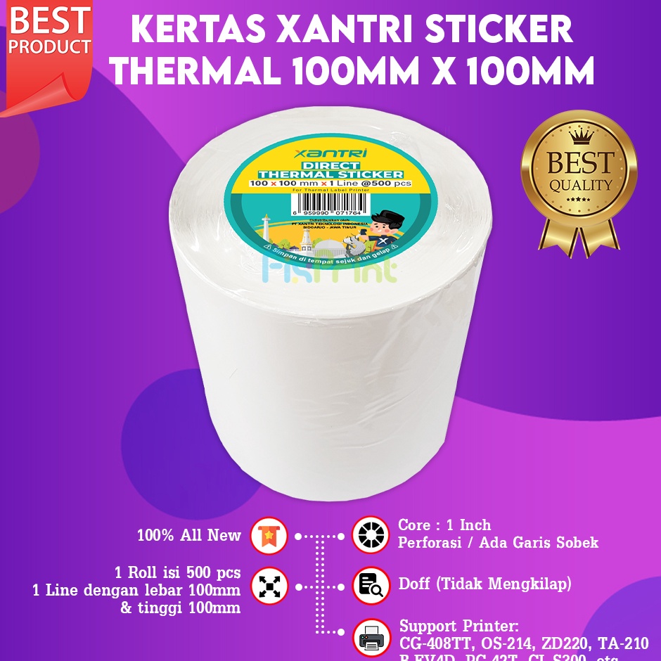 

KODE T9TOR Kertas Resi Label Thermal Barcode 1x1 1x15 78x1 Roll 5pcs