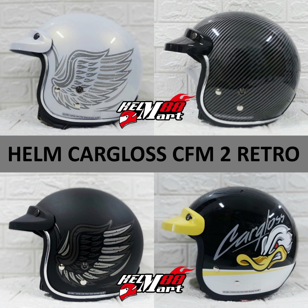 Helm Cargloss CFM 2 Retro - Helm Half Face Angel/ Carbon/ Speed Ducks/ Vintage