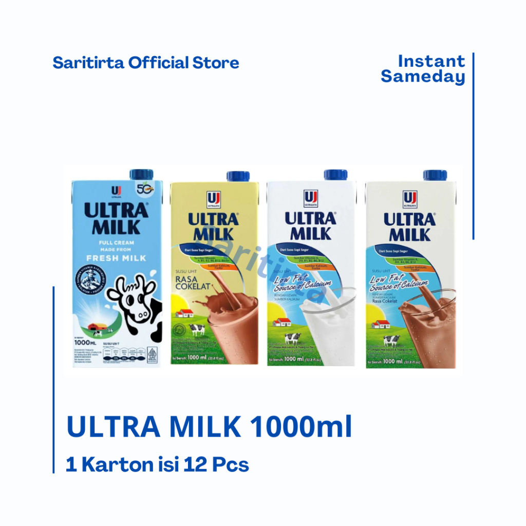 

Susu Ultra & Low Fat UHT 1 Liter isi 12 Pcs