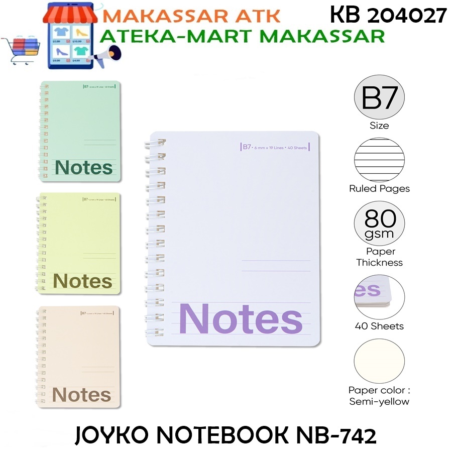 

[PCS] JOYKO RULED NOTEBOOK DIARY AGENDA BUKU CATATAN BERGARIS NB-742 B7