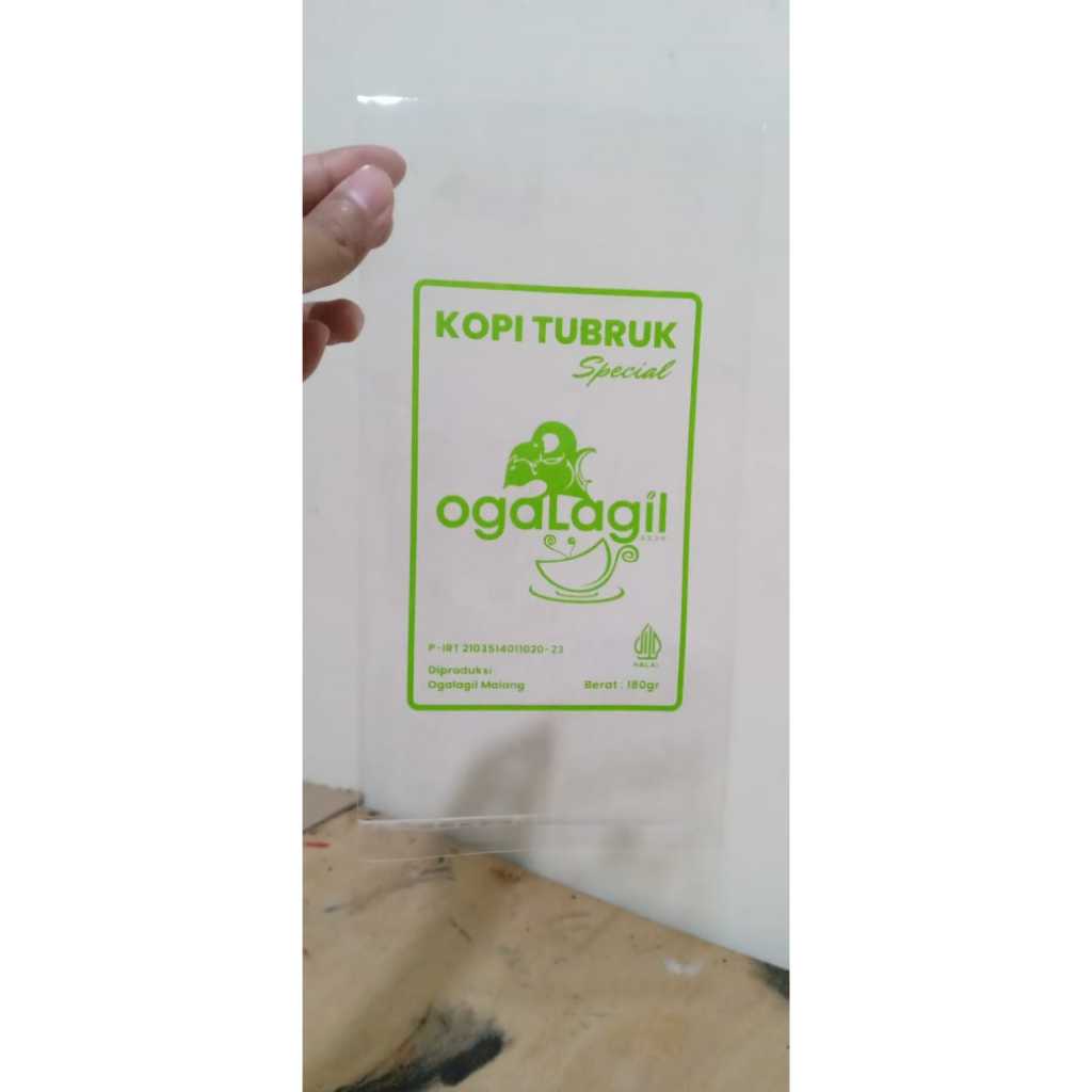 SABLON PLASTIK KEMASAN CUSTOM (TEBAL 08, UKURAN 12x23) PLASTIK KOPI 200 GRAM (BISA UNTUK PRODUK LAIN