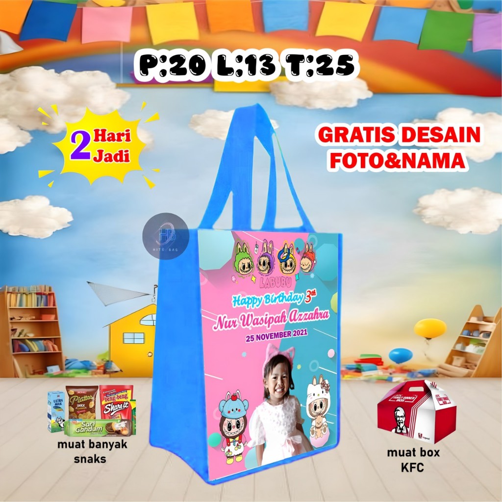 

Tas Ulang Tahun Potrait/Tas Ulang Tahun Costum/Tas Ulang Tahun Promo/Tas Ulang Tahun Murah/Goodie Bag Potrait