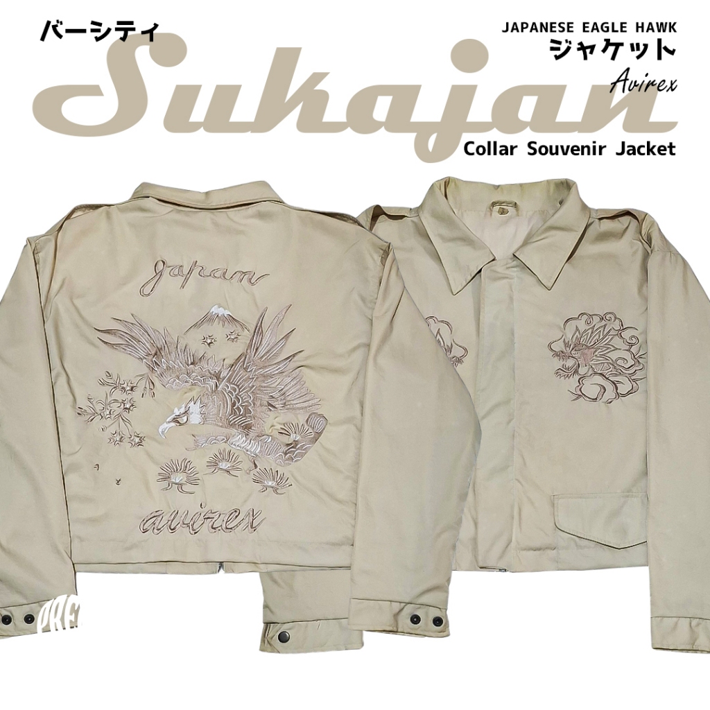 Sukajan Kerah Vintage AVIREX JAPANESE EAGLE HAWK