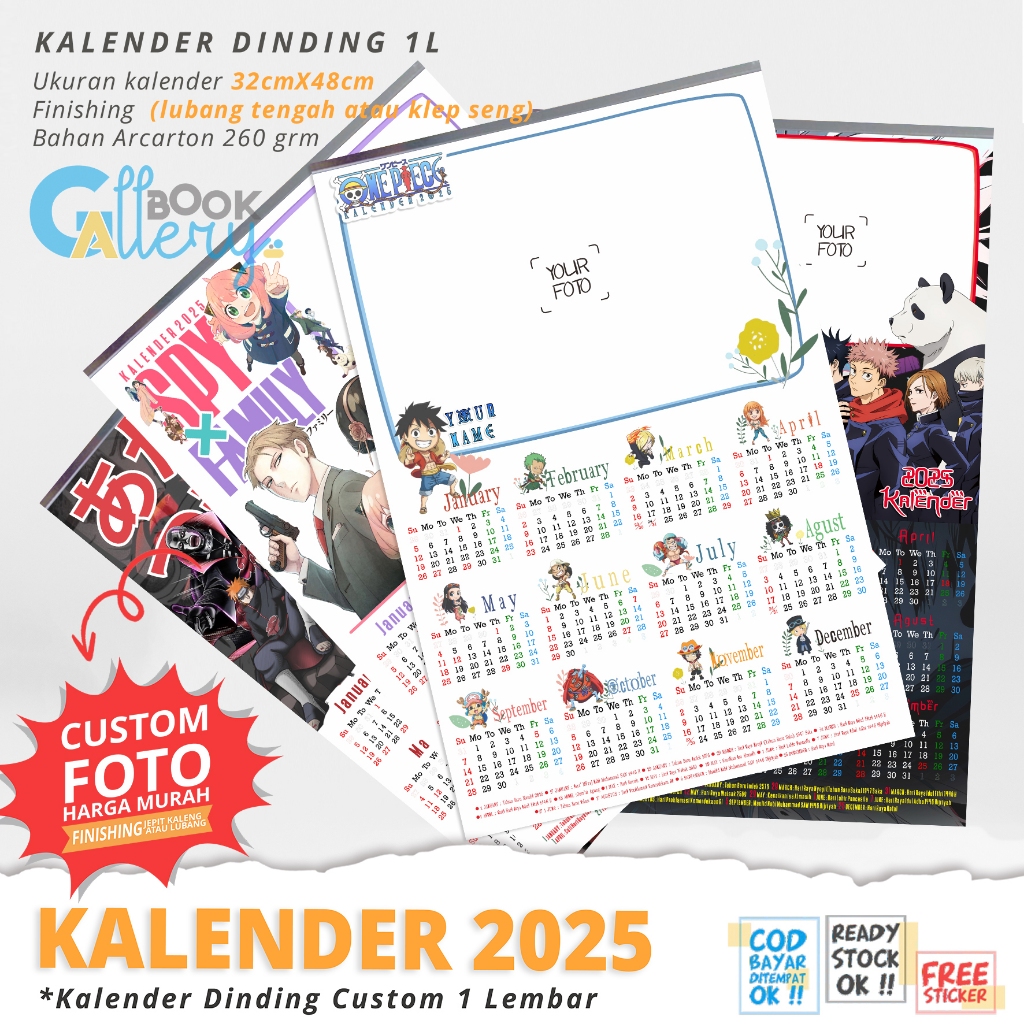 

[KL] Kalender Dinding Tahun 2025 Anime CUSTOM FOTO, Special Edition